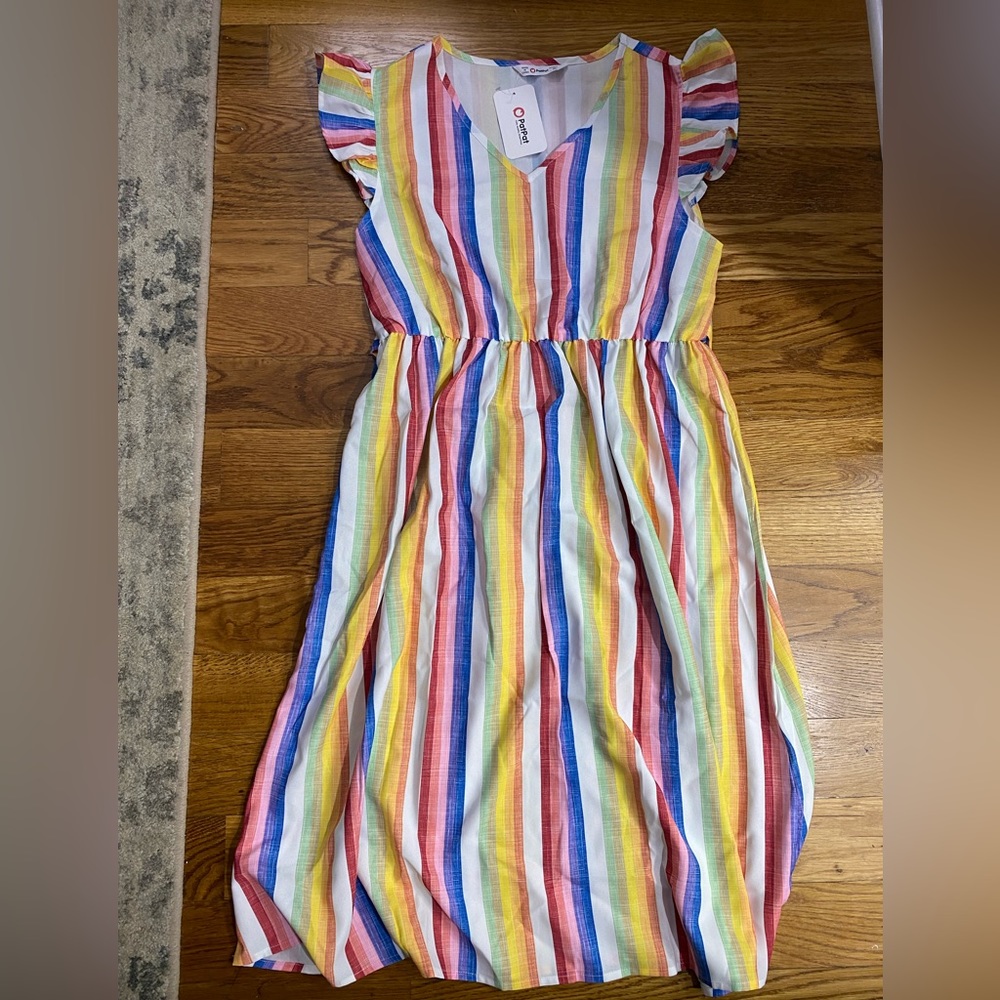 Flowy striped rainbow dress